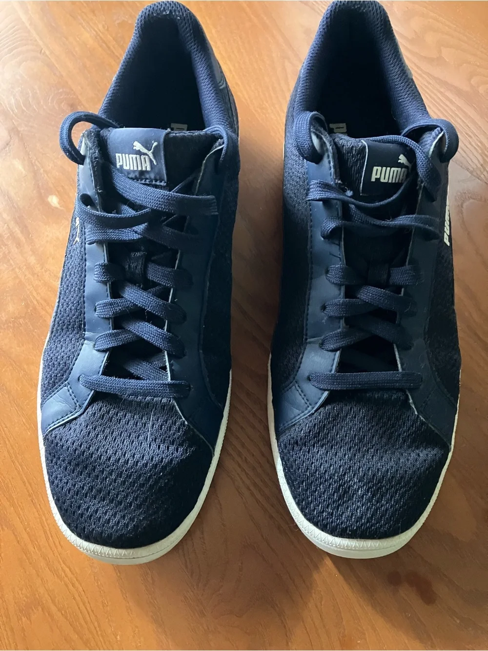 Puma Smash Knit C Women’s Sneakers Navy and White Low-Top Size 11